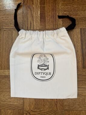 Diptyque Paris White Fabric Drawstring Dust Bag Candles Fragrances Storage Gift